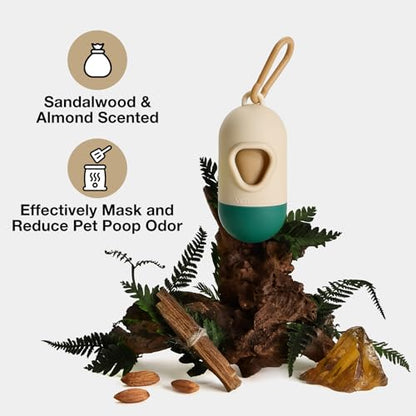 VETRESKA Dog Poop Bag with Dispenser, Leak Proof and Extra Thick Pet Waste Bags for Dog Walking and Cat Litter, Sandalwood & Almond Scented, 105 Count - size: 1 Count (Pack of 105), style: Santal Forest