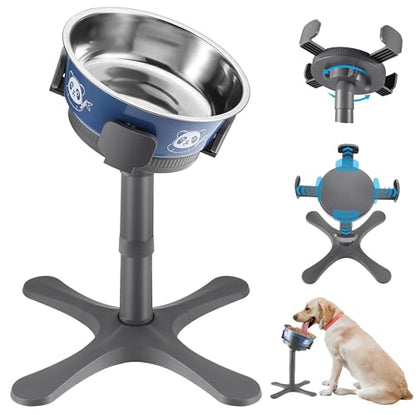 Dog Bowls,Elevated Adjustable Dog Bowl Stand with 3 Heights & Tilted Feeding Design, Raised Stand Compatible with Medium & Large Breeds(with Bowl) Grey - size: G -Dog Food Stand Grey