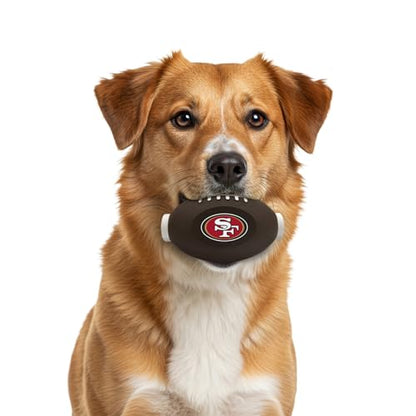 NFL San Francisco 49ers Football Treat Dispensing Toy for Dogs and Cats, Rubber Ball Pet Toy, Interactive Fun Doggie Treat Toy, Natural Rubber Feeding Toy - color: San Francisco 49ers