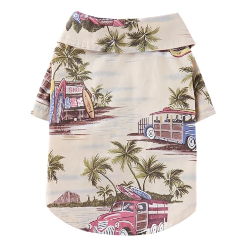 Tangpan Summer Pet Daisy Hawaiian Beach Plaid Print Shirts Clothes for Dog (X-Small, Beige) - color: Beige, size: X-Small