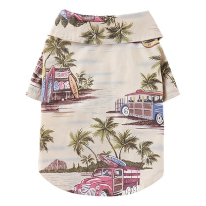 Tangpan Summer Pet Daisy Hawaiian Beach Plaid Print Shirts Clothes for Dog (X-Small, Beige) - color: Beige, size: X-Small