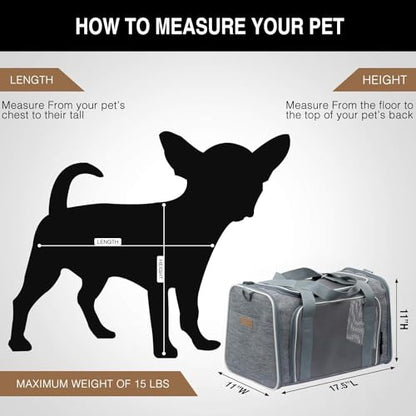 Cat Carrier - Soft-Sided Dog Pet Carrier, Portable Foldable Pet Bag up to 28 Lbs, Airline Approved Travel Puppy Carrier (Large, Light Grey) - color: Light Grey, size: 19.7"L x 12"W x 12"H