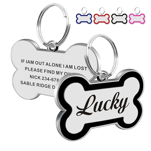 Dog Tags Personalized for Pets Dog Name Tags Personalized Dog Tag Engraved Custom Dog Tags for Pets Custom ID Tags for Puppy Cat (Black, L) - color: Black, size: L