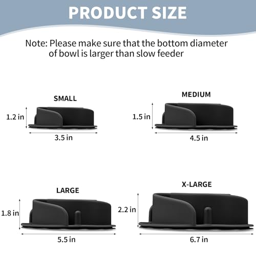 Slow Feeder Dog Bowls Insert, Bestalk Soft Silicone Slow Eating Feeder Insert with Suction Cups for Small, Medium and Large Dogs, Fit into Basic and Elevated Dog Bowls, Black - color: Black, size: M