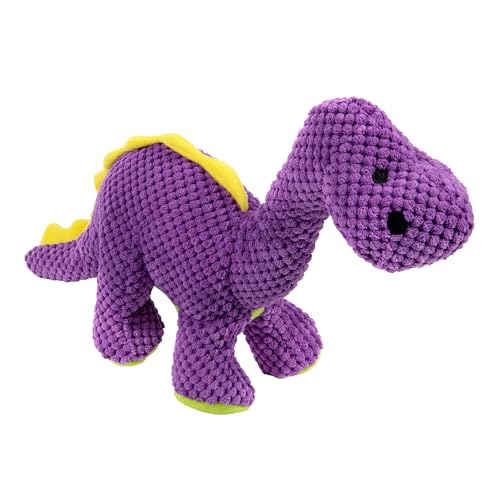 goDog Dinos Bruto Checkers Tough Plush Toy with Chew Guard Technology, Durable Checkered Fabric & Squeaker for Active Play, Purple, Large - color: Dinos Bruto (Purple), size: Large