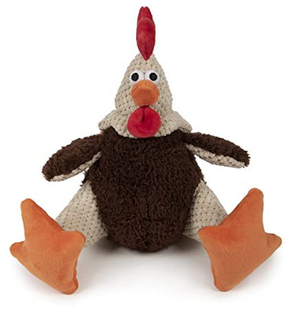 goDog, Checkers Fat Rooster, Squeaker Dog Toy, Chew Resistant, Durable Plush, Soft, Tough, Reinforced Seams, Brown, Large - color: Brown, size: Large