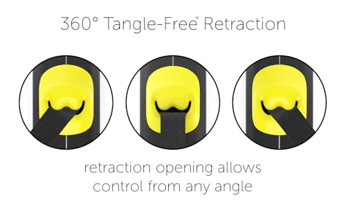 TUG 360° Tangle-Free Retractable Dog Leash with Anti-Slip Handle | 16 ft Strong Nylon Tape | One-Handed Brake, Pause, Lock (Medium, White/Neon Yellow) - color: White/Neon Yellow, size: Medium