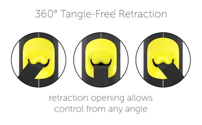 TUG 360° Tangle-Free Retractable Dog Leash with Anti-Slip Handle | 16 ft Strong Nylon Tape | One-Handed Brake, Pause, Lock (Medium, White/Neon Yellow) - color: White/Neon Yellow, size: Medium