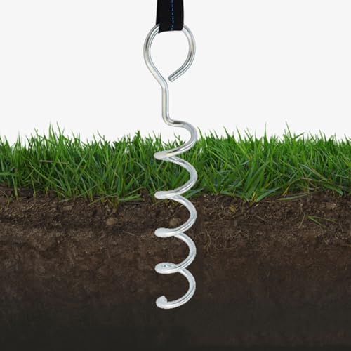 Ciieeo Spiral Shaped Tent Stakes Wear-Resistant Dog Anchors Set with Webbing Straps Portable Ground Anchors for Outdoor Camping and Pet Tie-Out for Secure Tent and Dog Stability