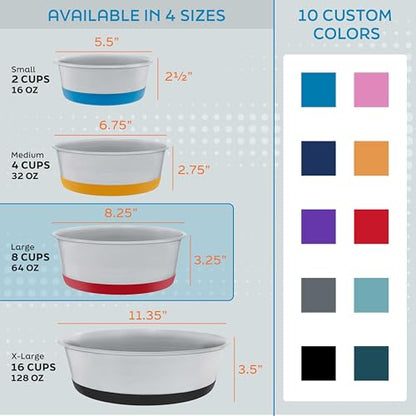 Master Pet Supply Stainless Steel Dog Bowls Set of 2 with Extra Thick Silicone Base - 8 Cup (64 oz) Crimson Red, Non-Slip, Dishwasher Safe Metal Bowls, Pet Dog Food Bowl for Dogs, Cats, Anti Rust - color: Crimson Red, size: 8 Cups (64 oz) 2 Pack