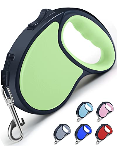 Retractable Dog Leash,[Strong Nylon Tape][One-Handed One Button Lock] for Small Medium Dogs and Cats,16ft Pet Walking Leash with 360°Tangle-Free Design,Anti-Slip Handle,Gift Package (Light Green) - color: Light Green