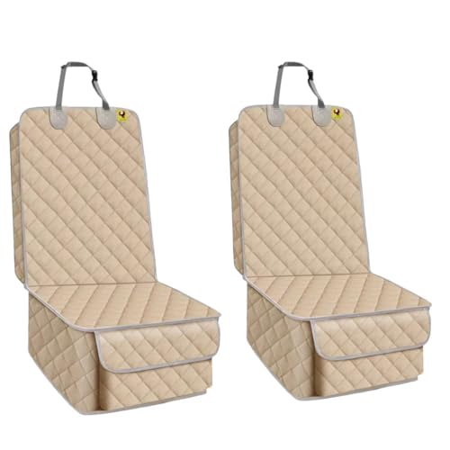 Bark Lover Deluxe Dog Seat Cover for Front Seat-More Durable Waterproof Front Seat Protector, High Heat Resistant and Nonslip Front Seat Cover for Dogs Kids, Universal Size(Warm Beige,2 Pack) - color: Warm Beige-2 Pack