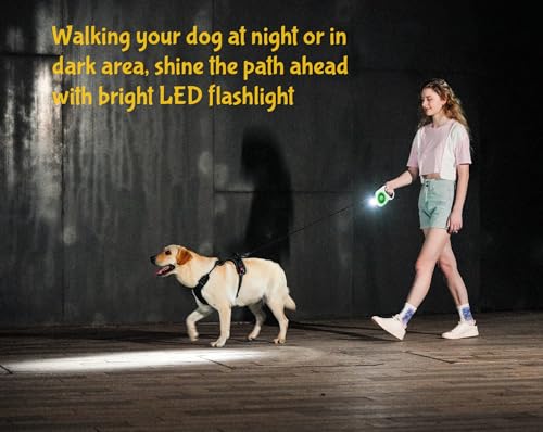 Rechargable Super Bright LED Flashlight Color Streamer Ring Anti-Tangle Retractable Sturdy Nylon Dog Leash, 16-ft Long, 3/8-in Wide (Purple) - color: PURPLE