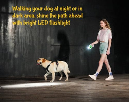 Rechargable Super Bright LED Flashlight Color Streamer Ring Anti-Tangle Retractable Sturdy Nylon Dog Leash, 16-ft Long, 3/8-in Wide (Purple) - color: PURPLE