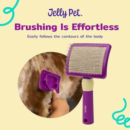 JELLY PET Pivoting Slicker Brush, Brush Head Moves, Soft Pin Slicker, Protects Skin, Prevents Irritation, Effortless Brushing of Shedding Dogs, Detangles and Desheds