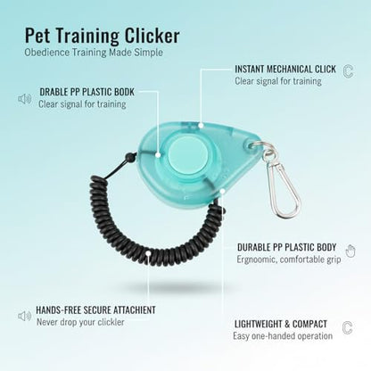Dog Training Clicker with Wrist Strap - Ergonomic Mechanical Sound Signal for Obedience & Trick Training, Durable PP Plastic (1 Pack) - color: Blue