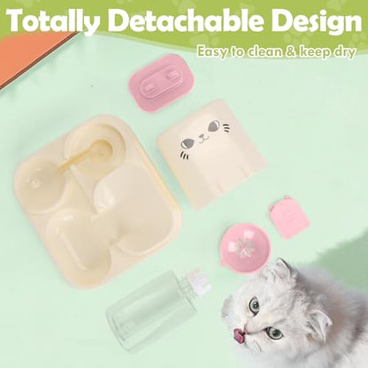1.6L Auto Gravity Pet Feeder and 0.6L Water Dispenser Set, Automatic Cat Food and Water Dispenser, Gravity Pet Feeder for Small Medium Dog Puppy Cat Kitten (Pink) - color: Pink