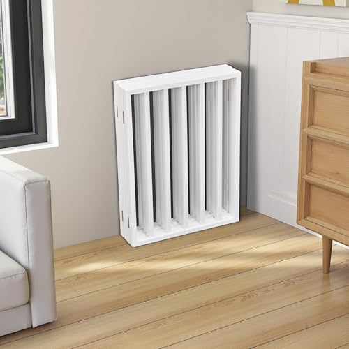 Wooden Dog Fence,24”H Free Standing Pet Gate for Dog Cat, Tall Wooden Dog Gates for Doorway, Stairs, Foldable Pet Fence for The House, Expandable Dog Barrier, Indoor Use, White
