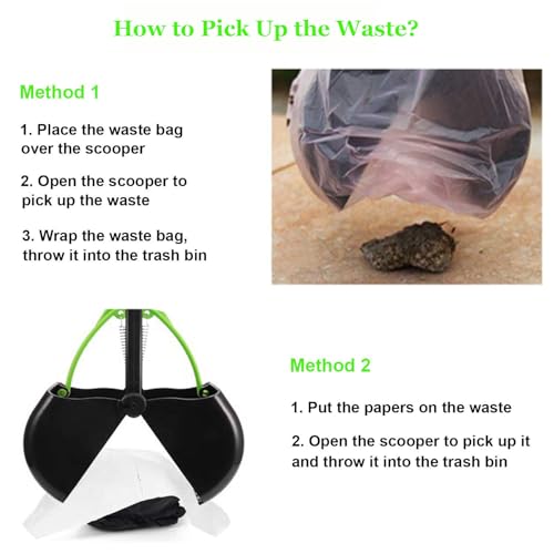 ienjoyed Pooper Scooper, Large Pooper Scooper for Dogs Heavy Duty, Dog Pooper Scooper with Long Handle & High Strength Durable Spring, Foldable Dog Poop Pick Up (32-inch) (32-inch(Green)) - size: 32-inch(Green)