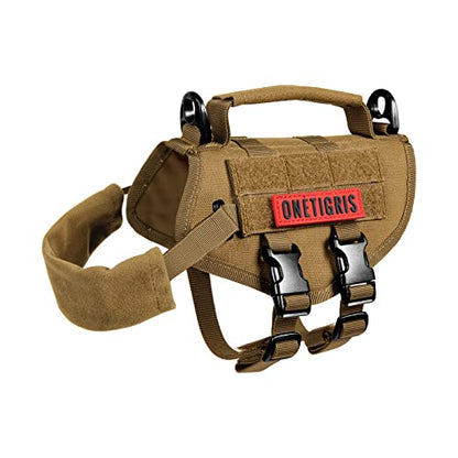 Tactical Dog Harness, Milltary Dog Vest with Durable Vertical Handle for XXS Puppy Dog Brown - color: Brown, size: XX-Small