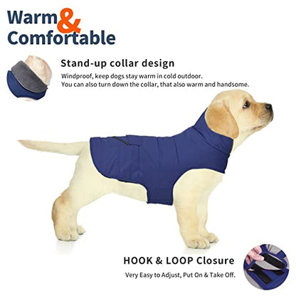 Petglad Dog Coat, Waterproof Dog Winter Jacket with Pocket, Reflective Adjustable Pet Snow Vest, Warm Cozy Fleece Sweater for Small Medium Extra Large Dogs - Blue, S - color: Blue, size: S(Chest Girth:12.6-16.1")