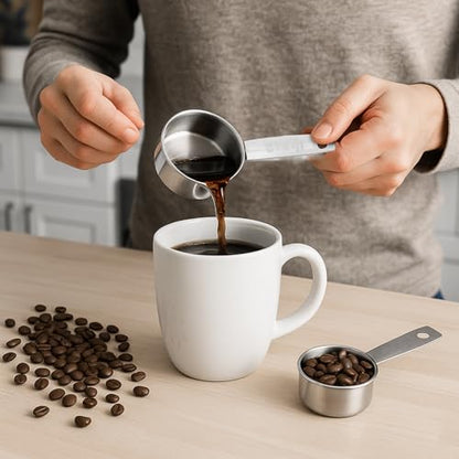 2 Pcs 1/4 Cup Stainless Steel Measuring Cup, 60 ml 2 oz Stainless Steel Measuring Cups Metal Coffee Scoop Cat Food Scoops for Wet and Dry Ingredients Cooking Baking Kitchen, Dishwasher Safe - size: 1/4 Cup
