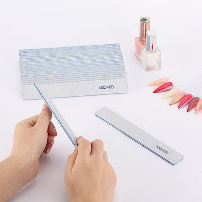 25 Count Nail Files 400/400 Grit, Fine Grit Nail Buffers for Buffing and Smoothing Natural Nails - size: 400/400 Grit(25 Count)