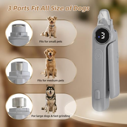 2-in-1 Cat Nail Clippers & Dog Nail Clippers with Light, Rechargeable Pet Nail Trimmer for Dogs & Cats, Quiet Electric Nail File with Safety Guard, Nail Catcher & 3 Speeds for Small Medium Large Pets - color: gray