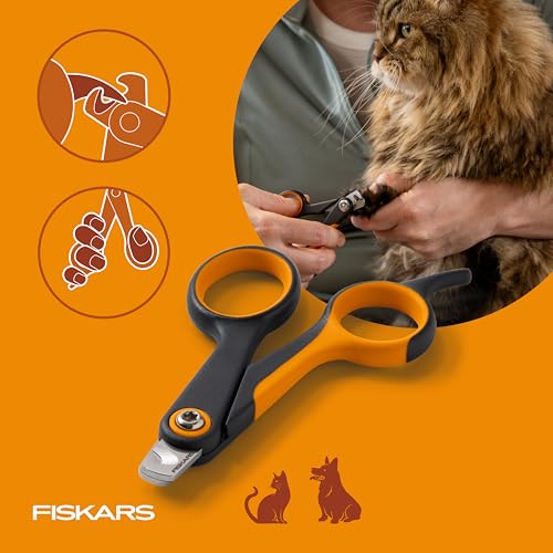 Fiskars Pet Small Pet Nail Clippers, Cat and Dog Nail Trimmers for Grooming, Pet Supplies with Precision Stainless Steel Blades & SoftGrip Handle, 4.25”, Orange/Black - size: Small