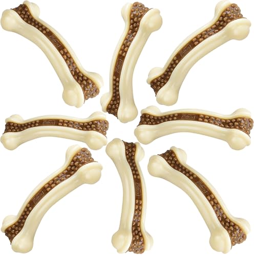 Dog Bones Chew Toys for Aggressive Chewers, 2 Pack Real Beef Flavor,Indestructible Teething Chew Toys for Large/Medium/Small Breed,Tough Toy with Durable Nylon - size: 8 Pcs C Bones Beef Flavor