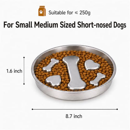Slow Feeder Dog Bowl – 2 Cups Stainless Steel Puzzle Maze Bowl with Non-Slip Rubber Base, Upgraded 304 Food-Grade Metal Bloat Stop Anti-Gulping Slow Feed Bowl for Medium & Small Breeds
