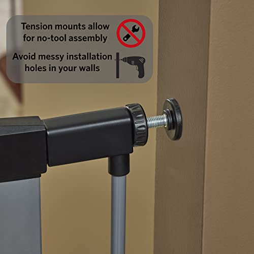 New World by Midwest 39" Steel Walk-Thru Dog Gate, Gray | Pressure Mounted, Expands 29.5"- 38" Wide, Auto-Close Door, Spring-Loaded Latch, Includes Two 3" Extensions - size: 39-Inch High