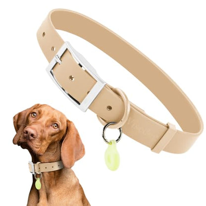 Wisedog Small Puppy Collar, XS 7"-10" × 1/2 in, Sand Color | Soft Rubber Coated Webbing, Cute Pet Collars, For Small Dogs Cats - color: Sand Color