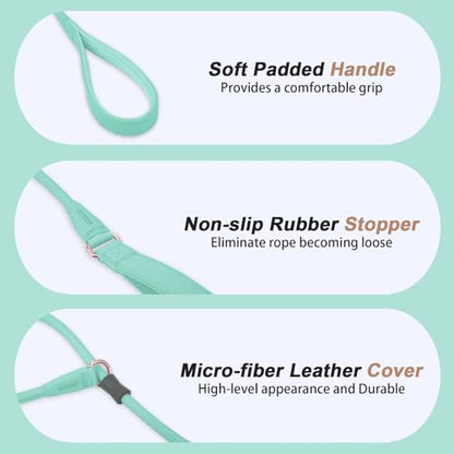 Slip Lead Dog Leash, Dog Training Leash with Double Handle, Soft Leather Slip Leash and Collar, Heavy Duty Nylon Dog Lead, No Pull Walking for Medium Large Small Dogs 6ft Mint Green - color: Mint Green, size: 6ft