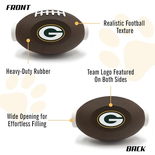 Pets First NFL Green Bay Packers Football Treat Dispensing Toy for Dogs and Cats, Rubber Ball, Interactive Fun, Natural Rubber - color: Green Bay Packers