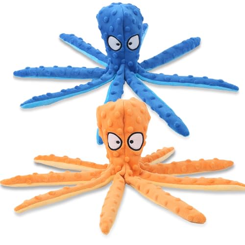 Octopus Dog Toy, Stuffing Free Octopus Dog Toy, Squeaky & Crinkle Plush for Aggressive Chewers Dogs, for Interactive Play, Teething & Anxiety Relief (2PCSE) - color: 2PCSE