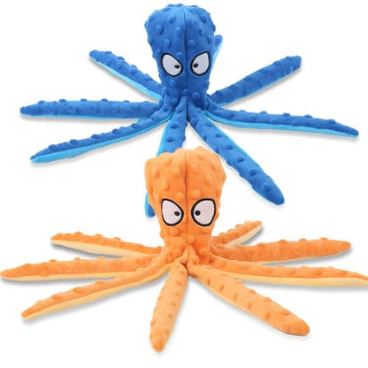 Octopus Dog Toy, Stuffing Free Octopus Dog Toy, Squeaky & Crinkle Plush for Aggressive Chewers Dogs, for Interactive Play, Teething & Anxiety Relief (2PCSE) - color: 2PCSE