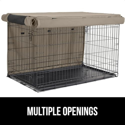 GORILLA GRIP Dog Crate Covers Compatible with Amazon Basics Dog Crates, All Sides Open, Privacy Cover Fits 30" Wire Kennel, Breathable Mesh Windows, Light Reducing Puppy Training Cage Topper, Taupe - color: Light Taupe, size: 30" X 19" X 21"