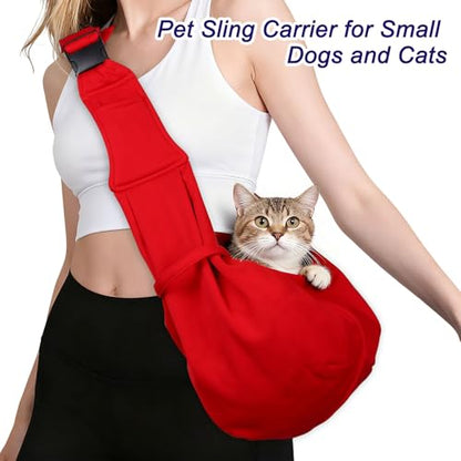 Dog and Cat Sling Carrier Up to 16.5 Lbs, Hand-Free Reversible Pet Sling Carrier with Adjustable Strap and Pocket, (Army Green, 1 Pcs) Intended for Hiking/Camping/Traveling - color: Army Green