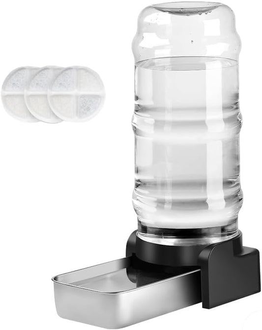 Marchul 2.3 Gallon Dog Water Dispenser, Large Dog Water Bowl Dispenser with Stainless Steel, Automatic Gravity Pet Bowl for Dogs Medium to Large (3 Filters) 8.6L