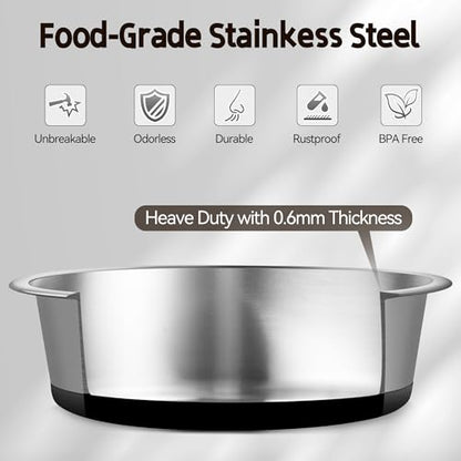 Stainless Steel Dog Bowls, Non Slip Dog Metal Bowls, 2 Pack Food and Water Pet Feeders Heavy Duty Dishwasher Safe (16oz, 2cup) - size: S-16oz,2cup