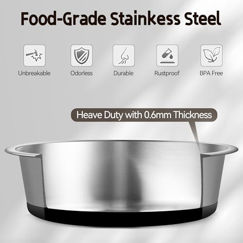 Stainless Steel Dog Bowls, Non Slip Dog Metal Bowls, 2 Pack Food and Water Pet Feeders Heavy Duty Dishwasher Safe (88oz, 11cup) - size: XL-88oz,11cup