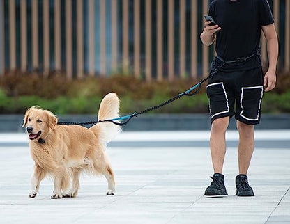iYoShop Retractable Hands Free Dog Leash - Dual Handle Bungee Waist Leash for Small, Medium and Large Dogs (Medium/Large, 25-150 lbs, Black) - size: Medium/Large