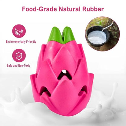 AUSCAT Dog Treat Dispensing Toys, Dispensing Puzzle Dog Toy, Rubber Dog Treat Dispenser, Interactive Stimulation Dog Food Toys, Pitaya Shape