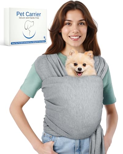 Dog Sling Swaddle Carrier for Small Dog, Cat Front Carriers for Small Pet up to 20lbs, Puppy Pouch with Adjustable Straps, Hands Free Pet Sling, Anti Anxiety Puppy Sling (Light Grey) - color: Light Grey
