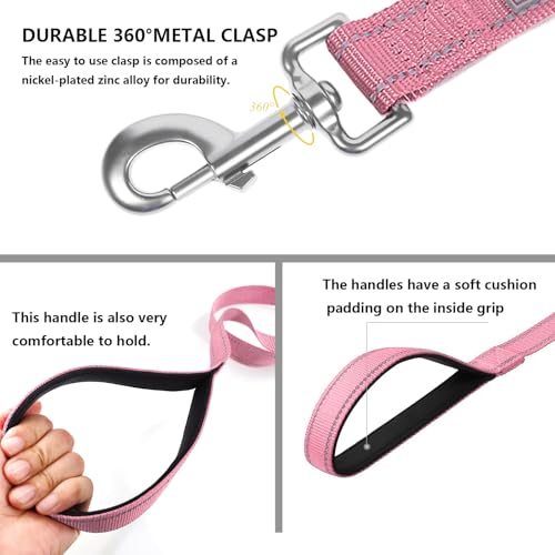 Dog Leash 6 FT Padded Handle Nylon Reflective Dogs Leashes for Small Dogs Pink - color: Refl Pink, size: Small : 5/8" x 6 FT