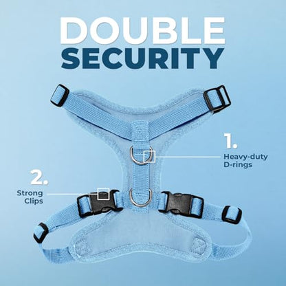 Best Pet Supplies Voyager Step-in Lock Pet Harness w Reflective Pet Leash Combo Set with Neoprene Handle 5ft - Supports Small, Medium and Large Breed Puppies/Cats - Baby Blue, XL - color: Harness Leash Set (Baby Blue), size: XL (Chest: 23 - 28")
