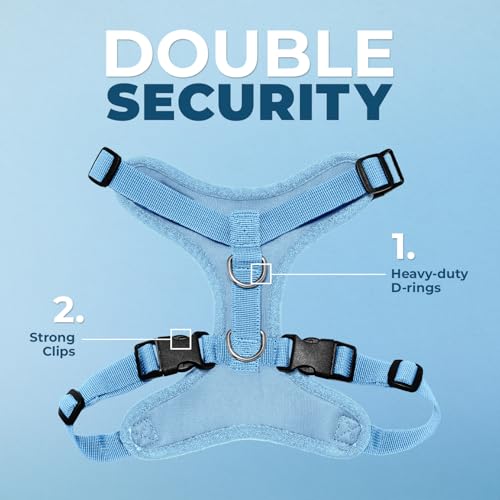Best Pet Supplies Voyager Step-in Lock Pet Harness w Reflective Pet Leash Combo Set with Neoprene Handle 5ft - Supports Small, Medium and Large Breed Puppies/Cats - Baby Blue Set, L - color: Harness Leash Set (Baby Blue), size: L (Chest: 20 - 25")