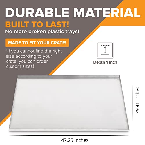 Pinnacle Systems (Galvanized, 47.25" L X 29.41" W X 1") Metal Replacement Dog Crate Pan Chew Proof Crack Proof Pet Kennel Tray Central Dog Crate Pan Pet Supplies - size: 47.25"L x 29.41"W x 1"H