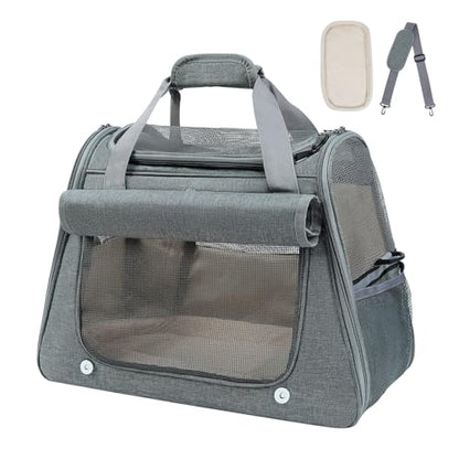 Airline Approved Soft-Sided Pet Carrier for Cats & Small Dogs - Ventilated Travel Bag with Removable Mat, Under 15 lbs, Grey - color: Grey